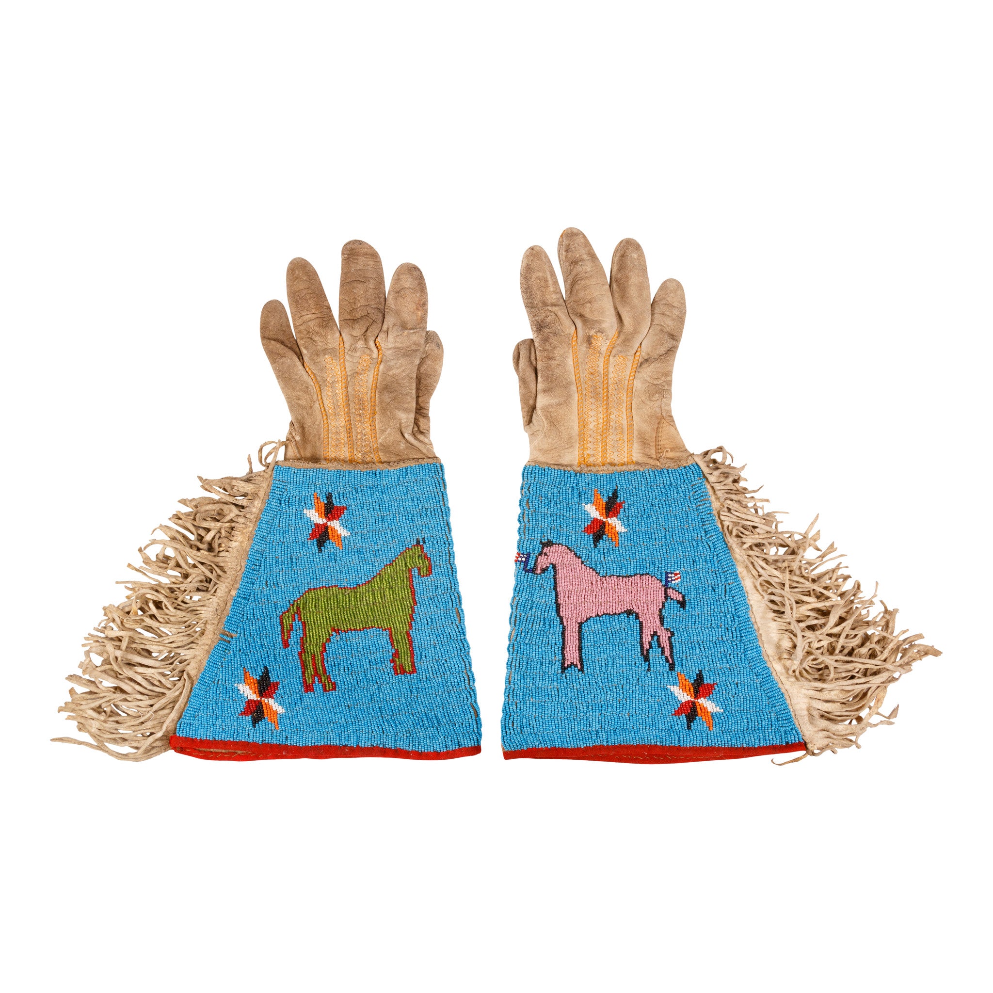 Sioux Horse Pictorial Gauntlets, Native, Garment, Gauntlets