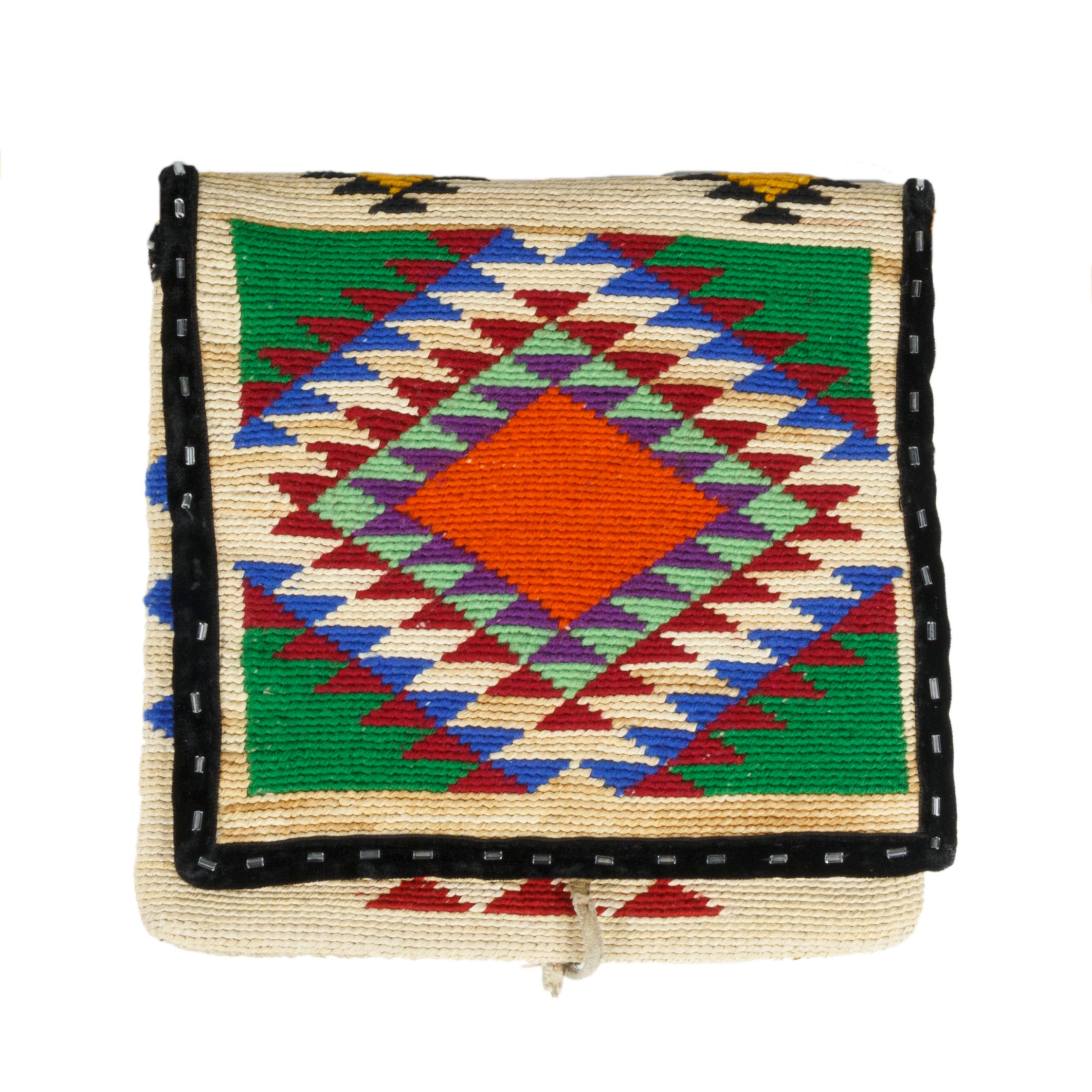 Nez Perce Corn Husk Flap Pouch, Native, Basketry, Corn Husk