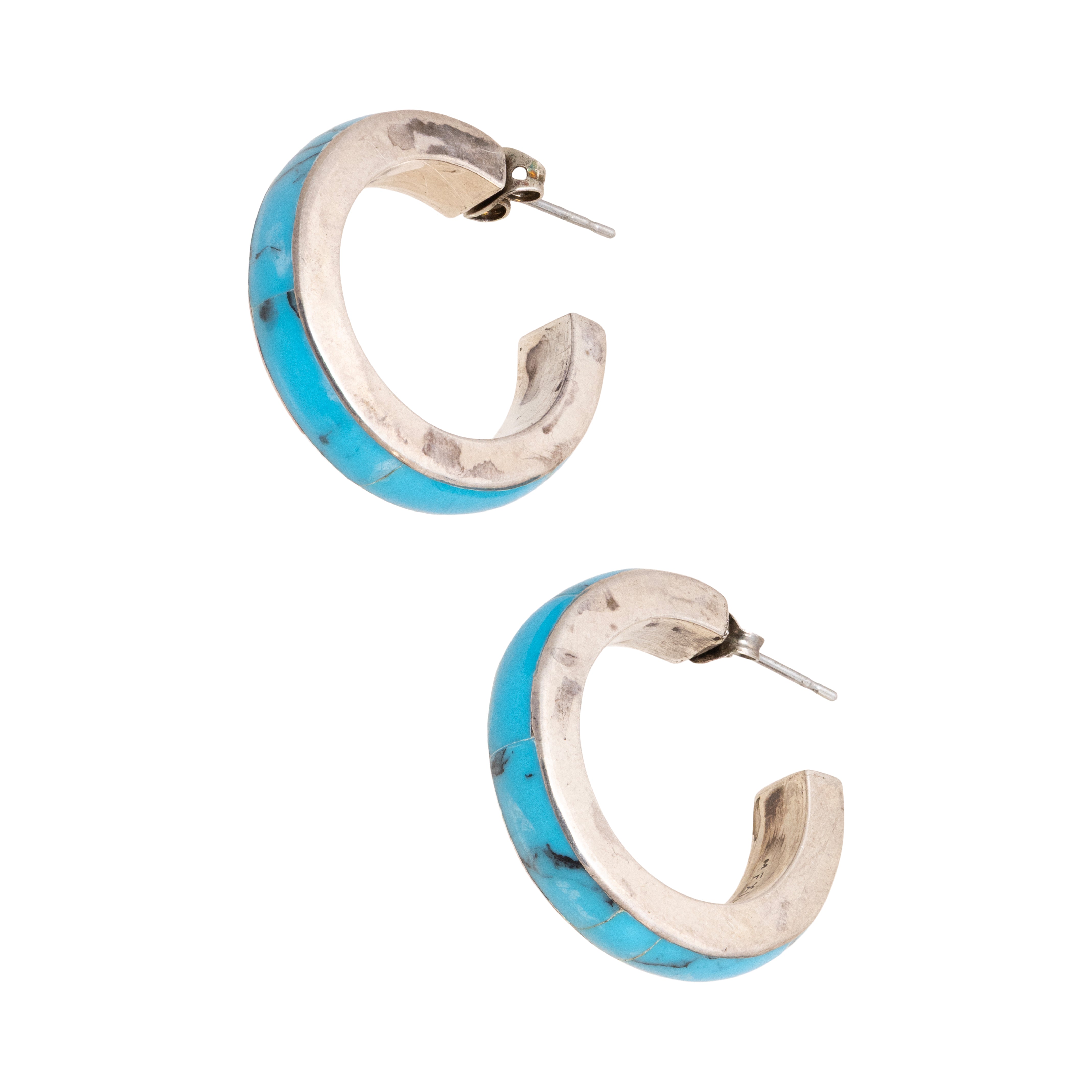 Mexican Turquoise Hoop Earrings, Jewelry, Earrings, Southwest