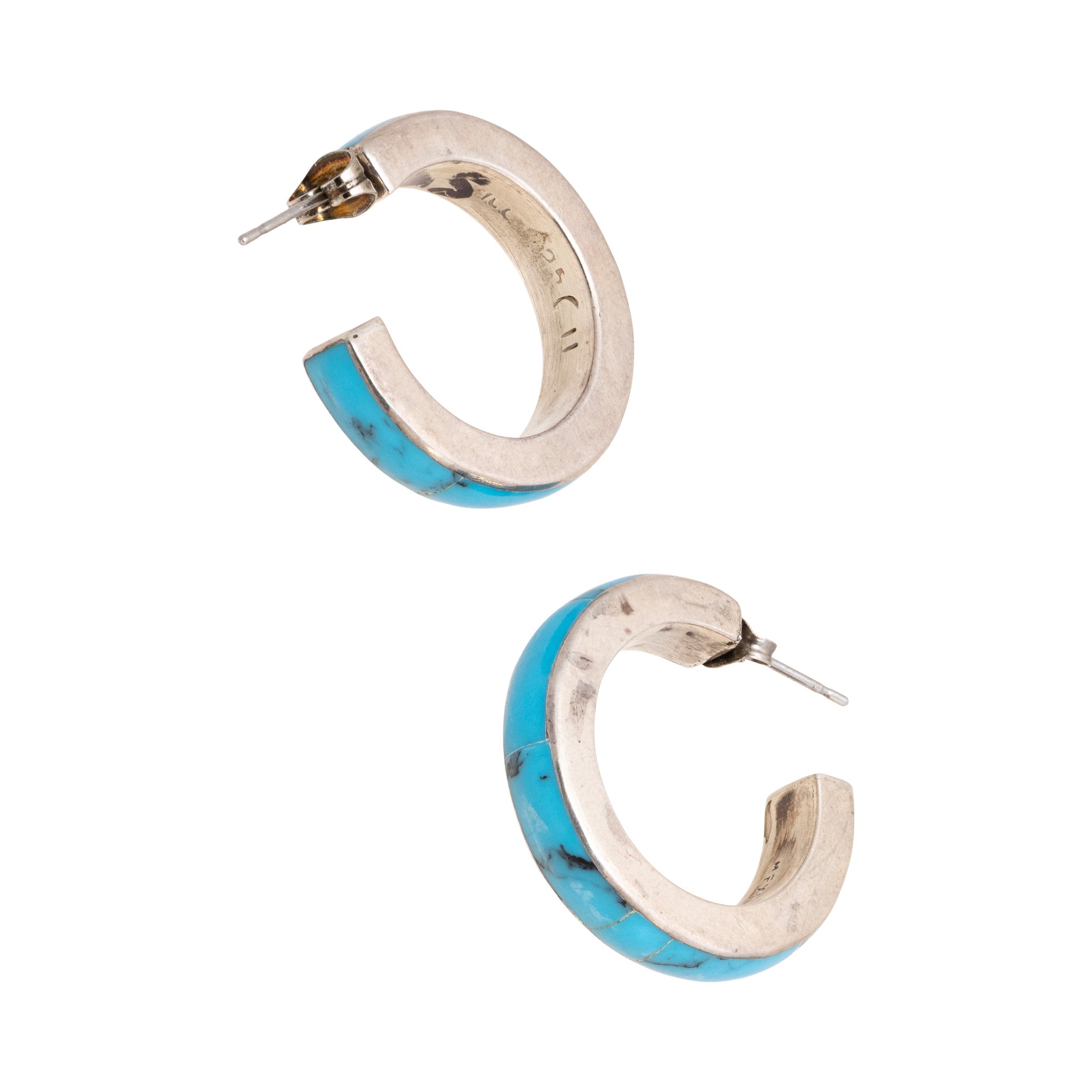 Mexican Turquoise Hoop Earrings
