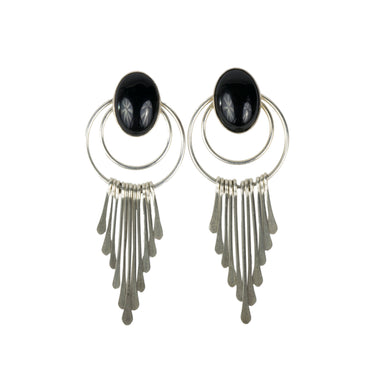 Navajo Sterling and Onyx Earrings, Jewelry, Earrings, Native