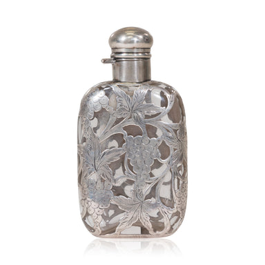 Sterling Overlaid Glass Flask, Furnishings, Barware, Flask