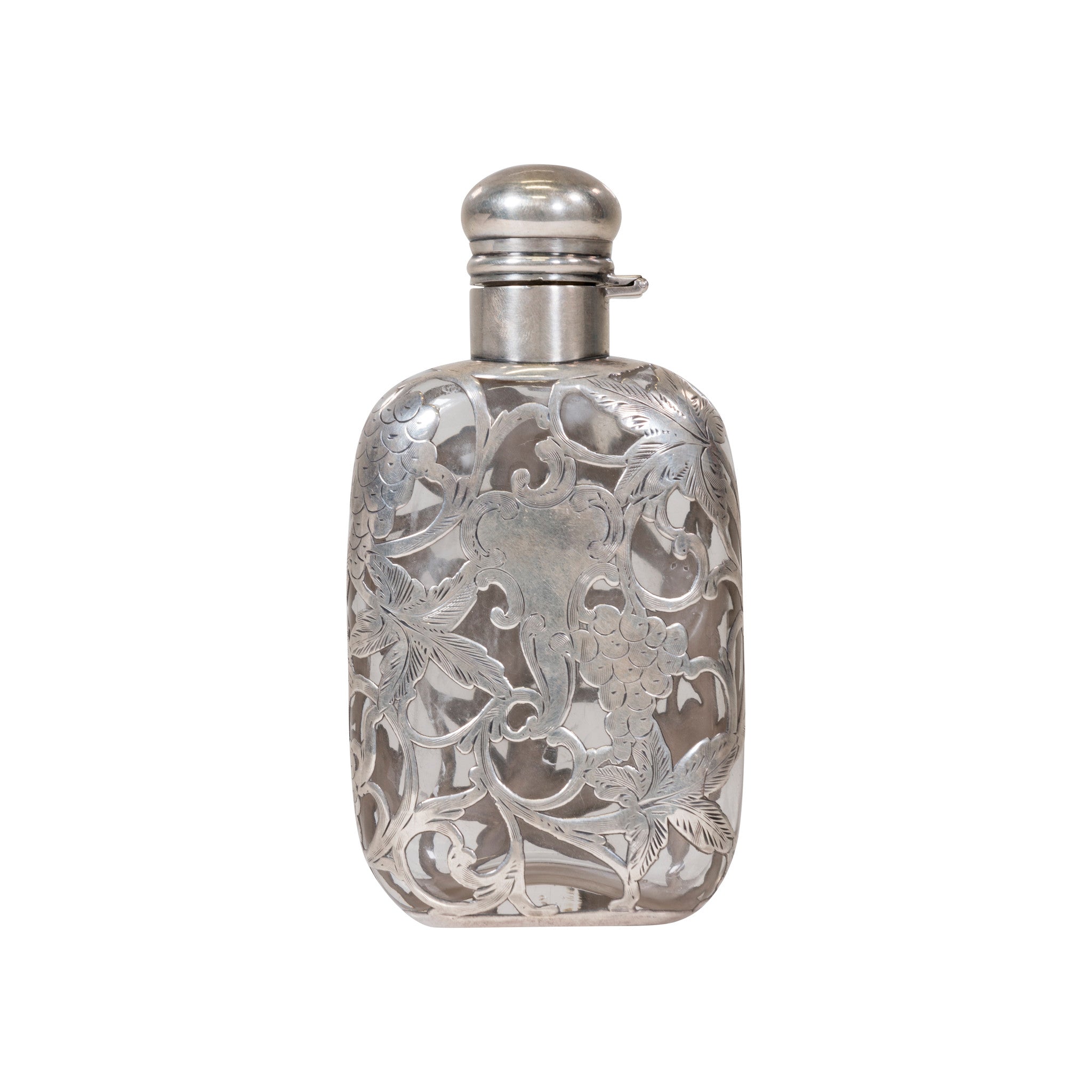 Sterling Overlaid Glass Flask