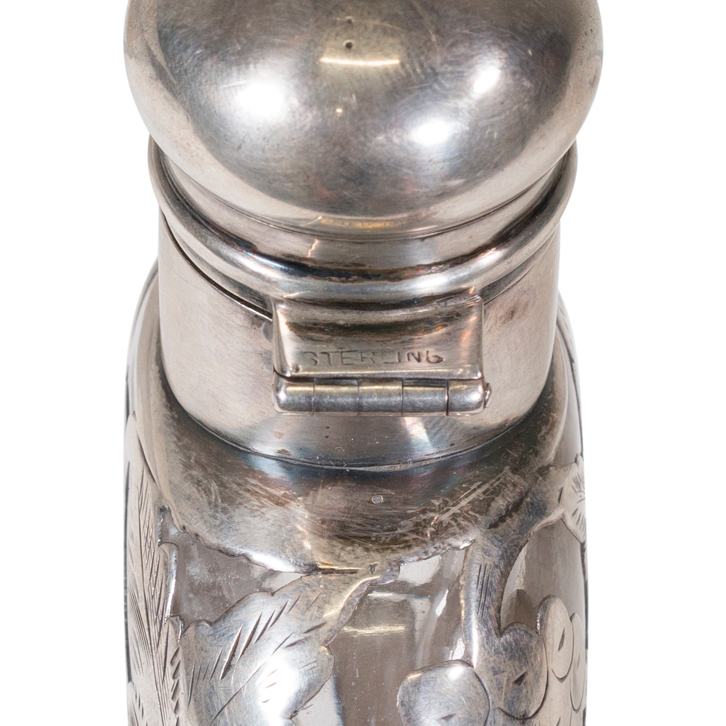 Sterling Overlaid Glass Flask