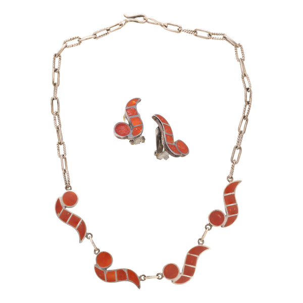 Coral Choker and Earring Set, Jewelry, Set, Southwest