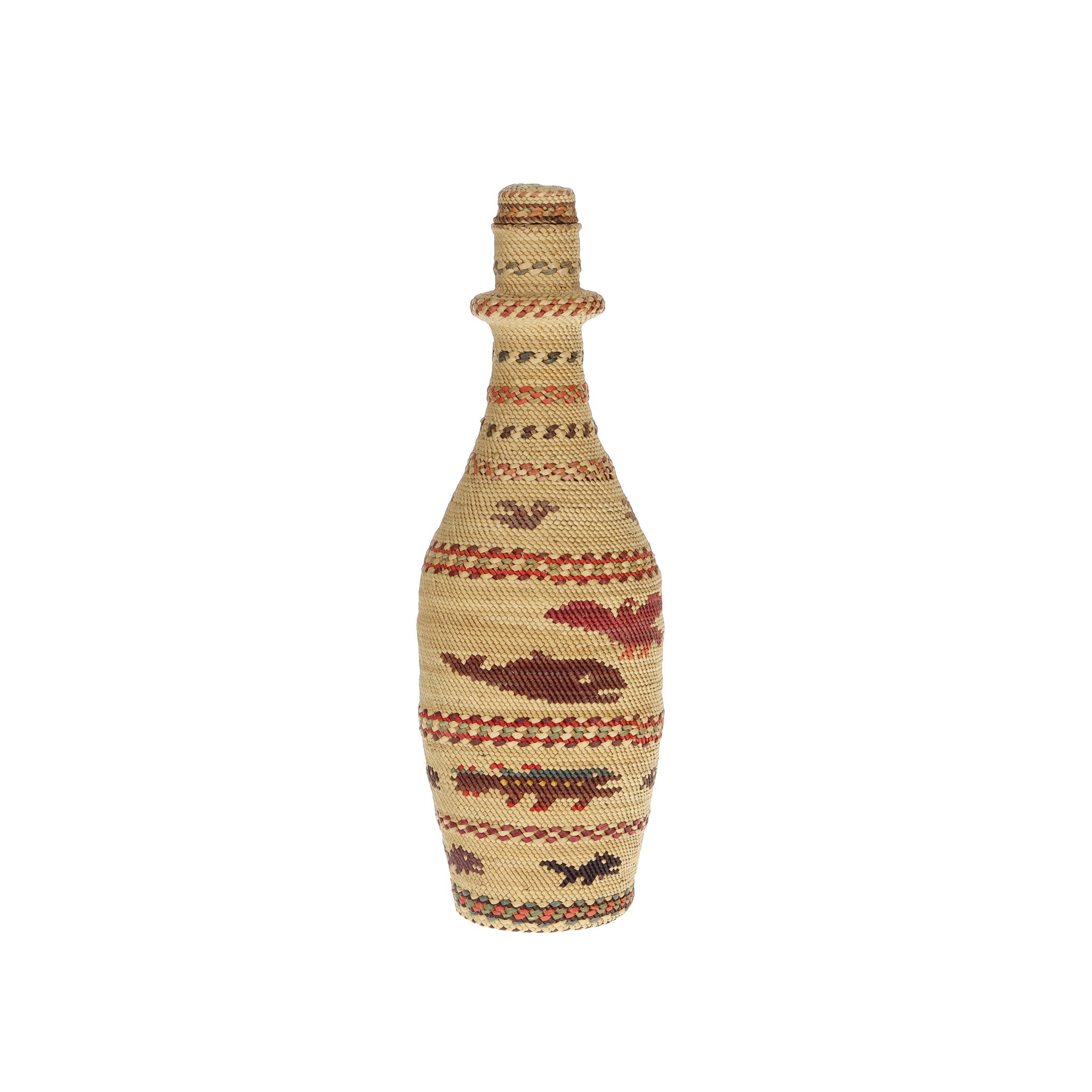 Makah Bottle Basket, Native, Basketry, Bottle Basket