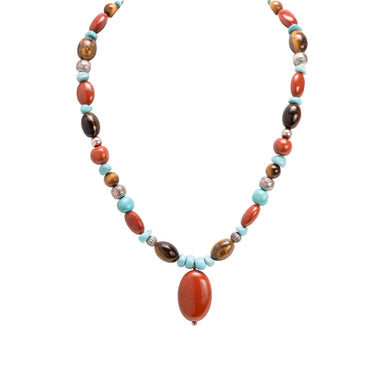 Jasper, Tiger's Eye and Turquoise, Jewelry, Necklace, Southwest