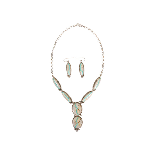 Navajo Ribbon Turquoise Set, Jewelry, Set, Native