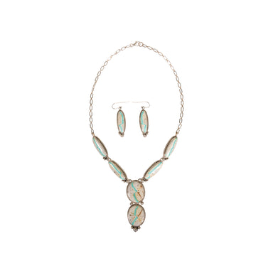 Navajo Ribbon Turquoise Set, Jewelry, Set, Native