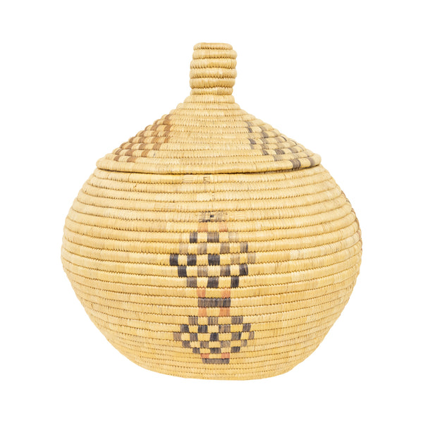 Alaskan Lidded Basket, Native, Basketry, Vertical
