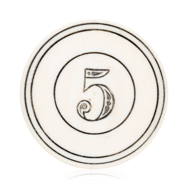 $5 Ivory Poker Chip, Western, Gaming, Poker Chips