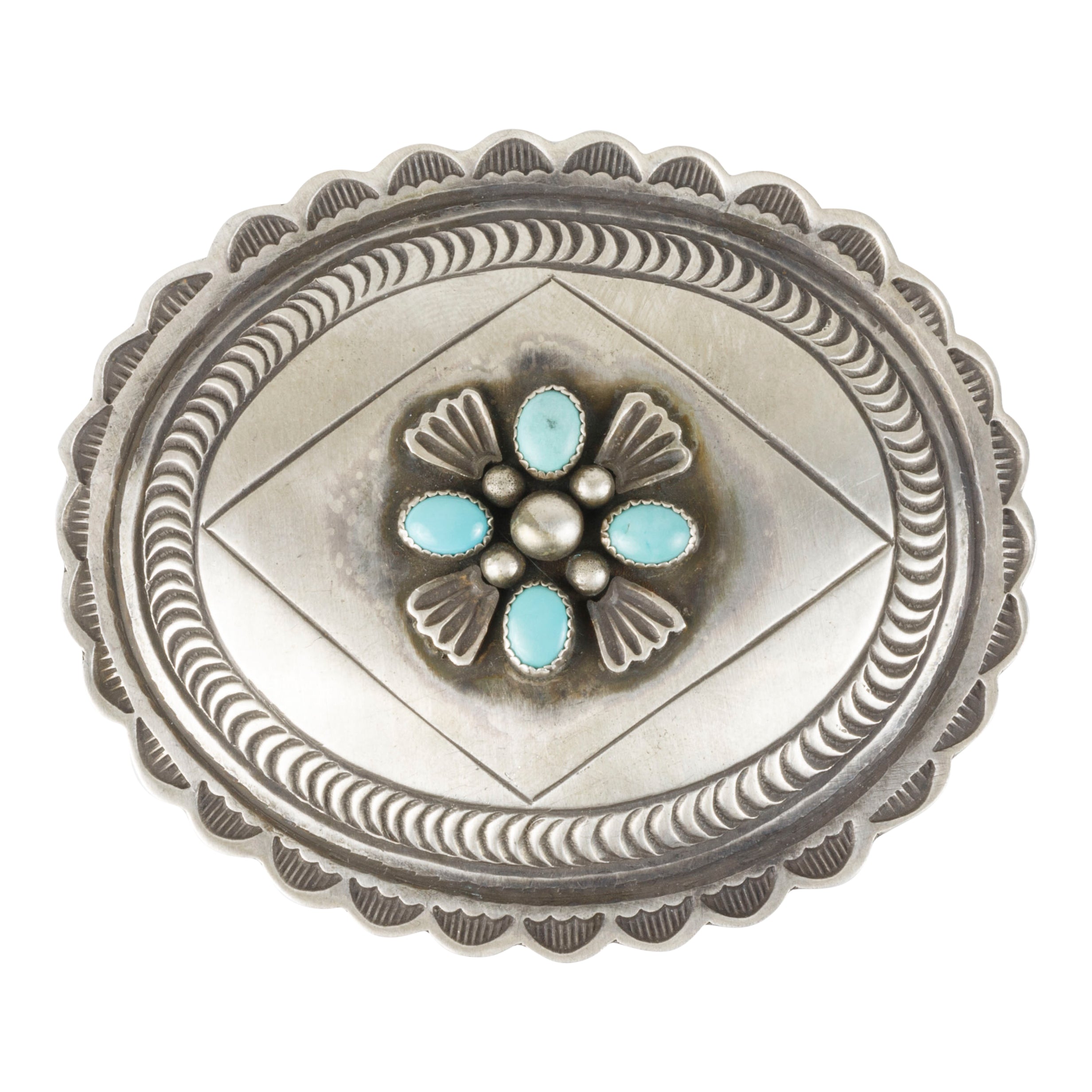 Blue Diamond Turquoise Buckle, Jewelry, Buckle, Native