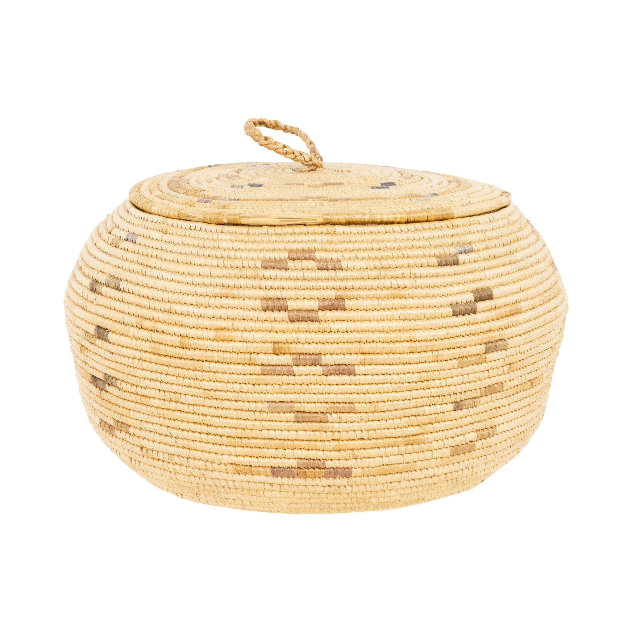 Alaskan Lidded Basket, Native, Basketry, Vertical