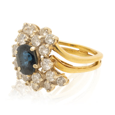 18k Gold Diamond and Sapphire Ring, Jewelry, Ring, Estate