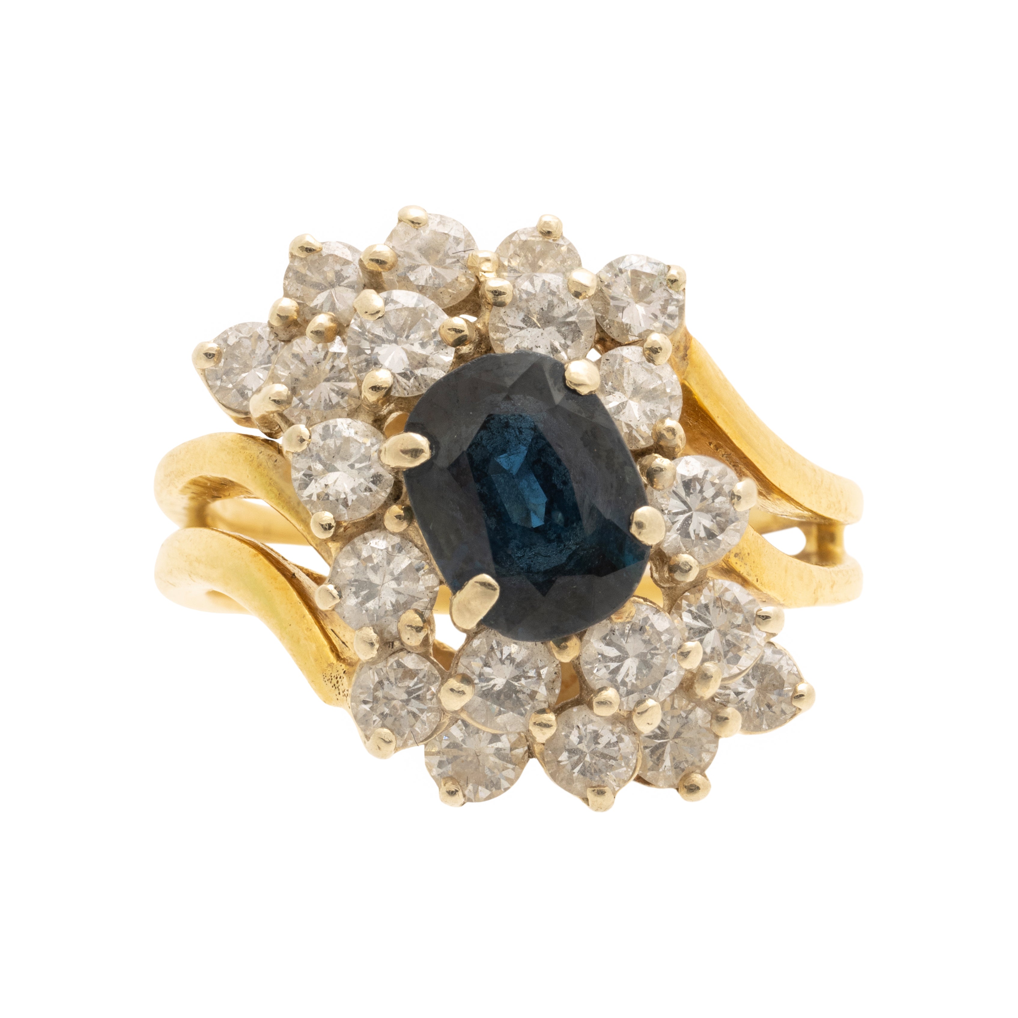 18k Gold Diamond and Sapphire Ring