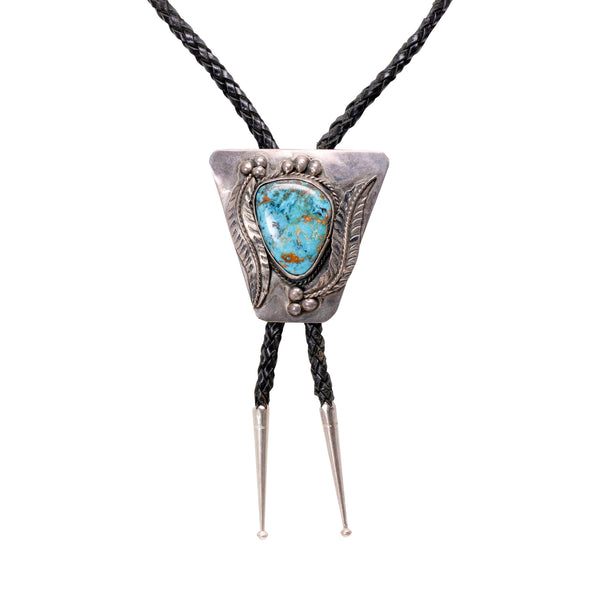Sterling Silver and Turquoise Bolo, Jewelry, Bolo Necktie, Native