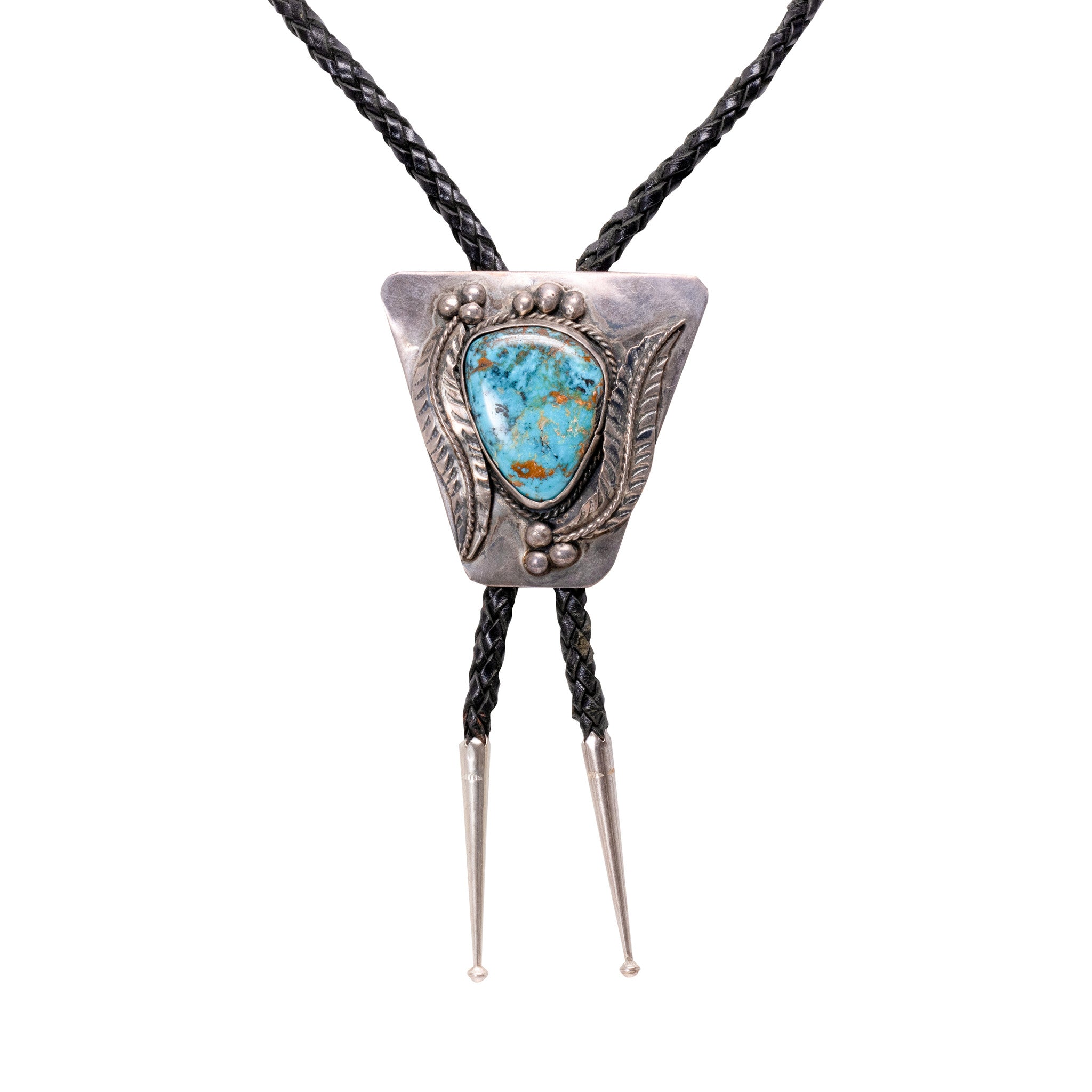 Sterling Silver and Turquoise Bolo, Jewelry, Bolo Necktie, Native