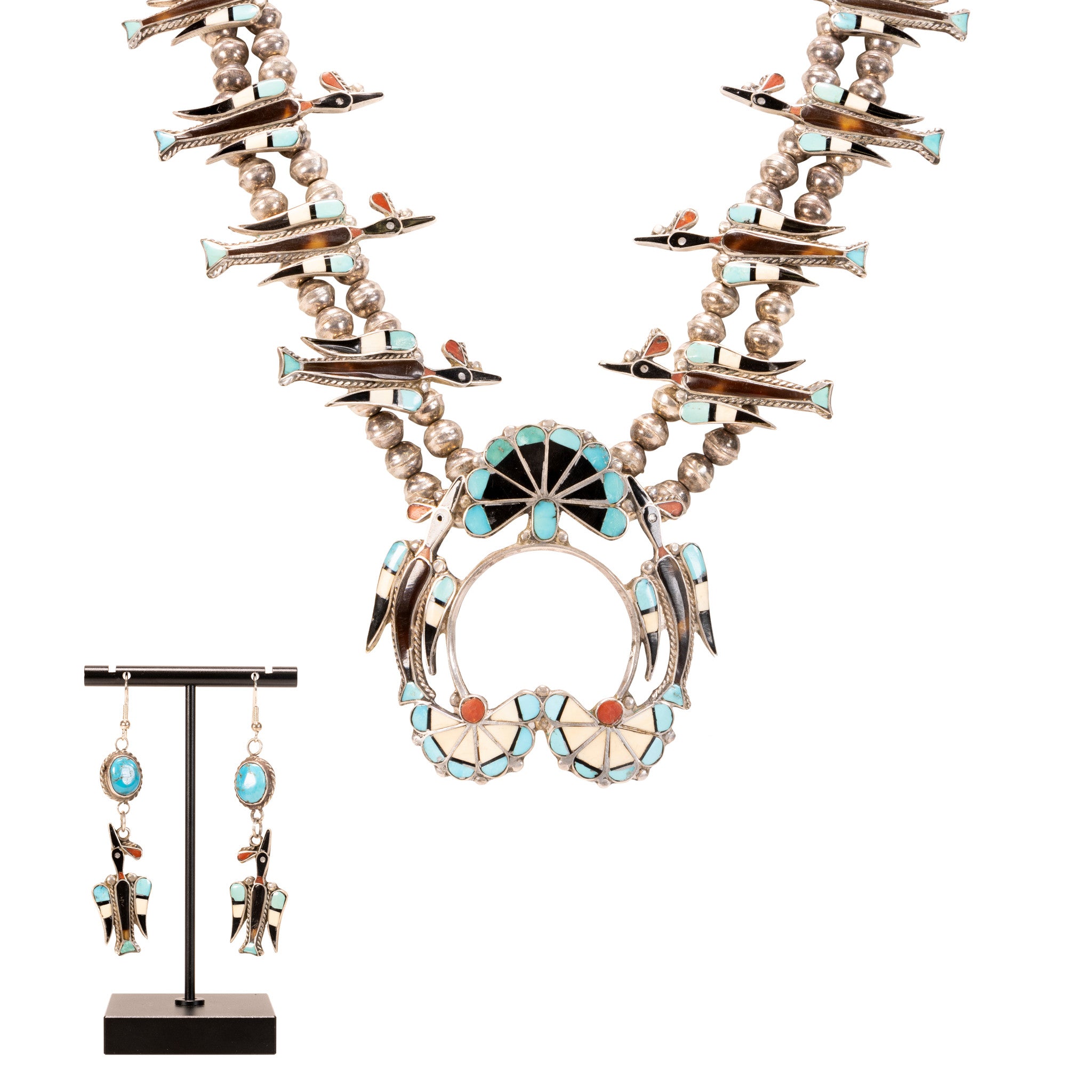 Zuni Thunderbird Squash Blossom, Jewelry, Set, Native