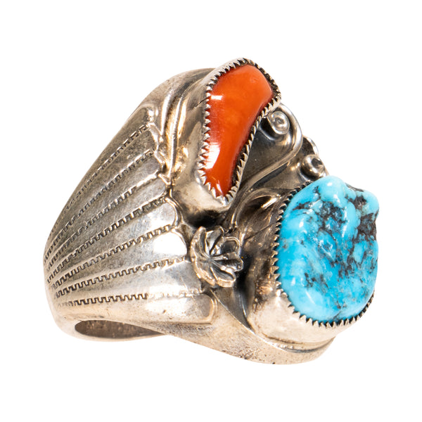Coral and Turquoise Ring, Jewelry, Ring, Native