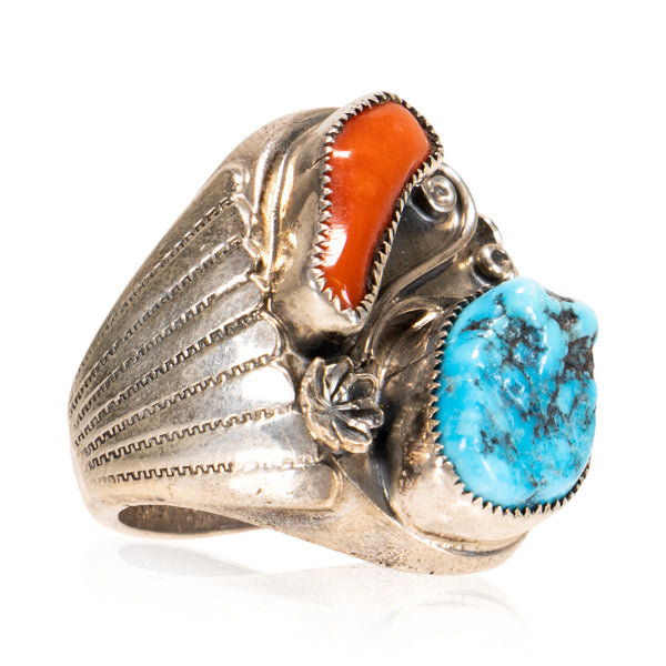 Coral and Turquoise Ring, Jewelry, Ring, Native