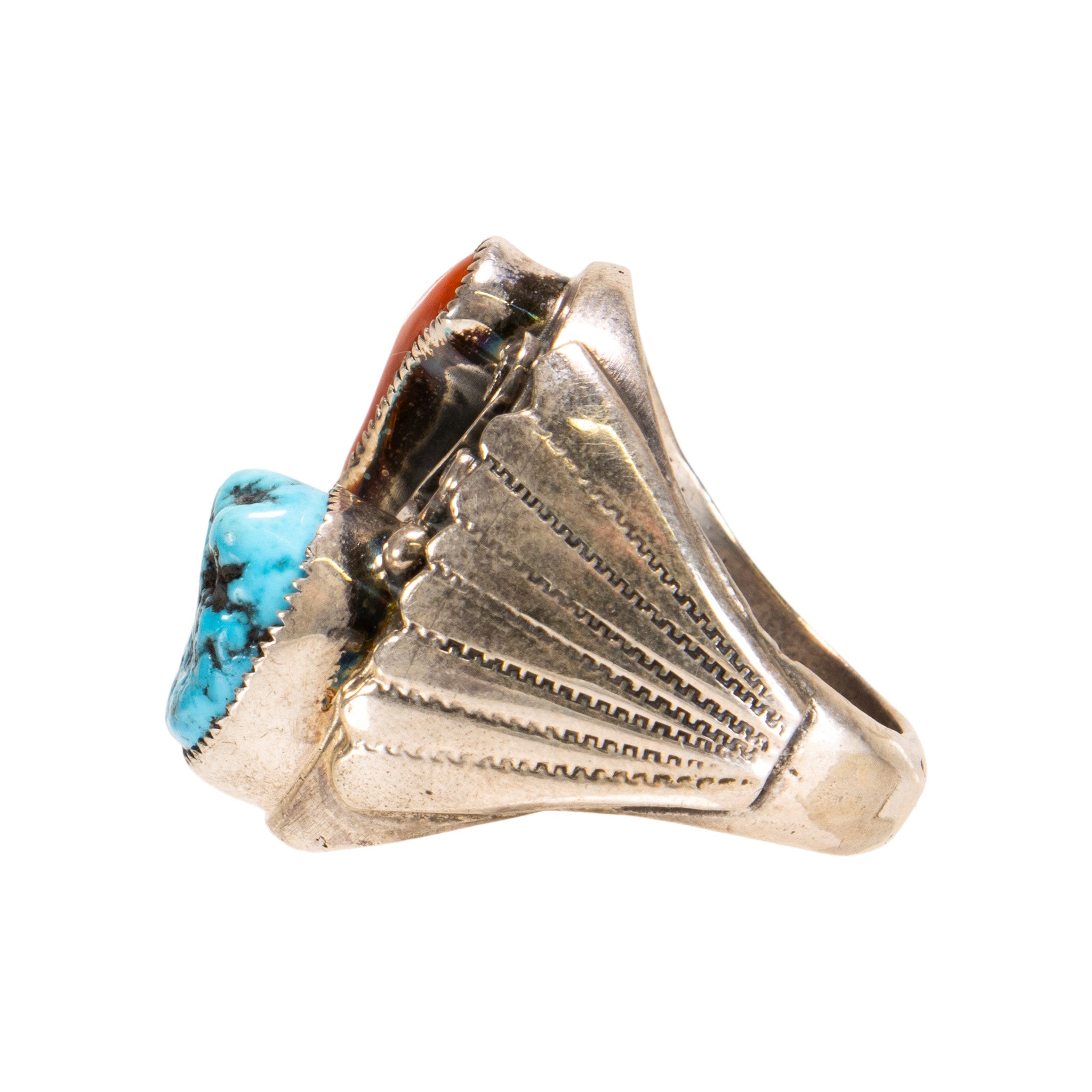 Coral and Turquoise Ring