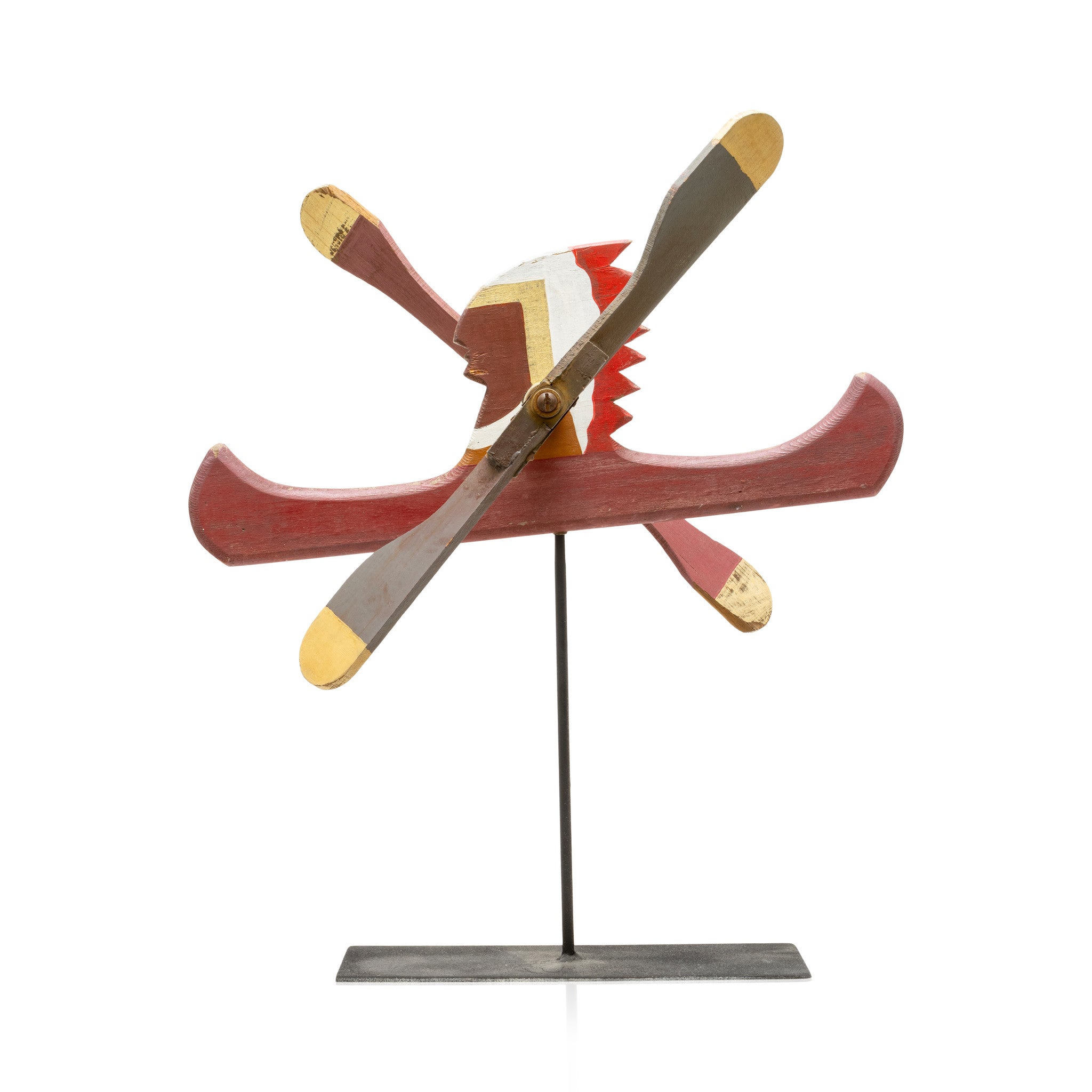 Indian in a Canoe Whirligig, Furnishings, Decor, Whirligig