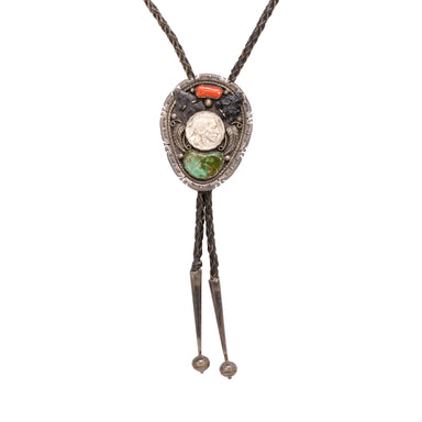 Navajo 1938 Buffalo Head Nickel Bolo, Jewelry, Bolo Necktie, Native