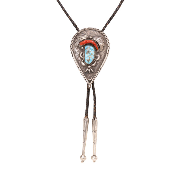 Red Mountain Turquoise Navajo Bolo, Jewelry, Bolo Necktie, Native