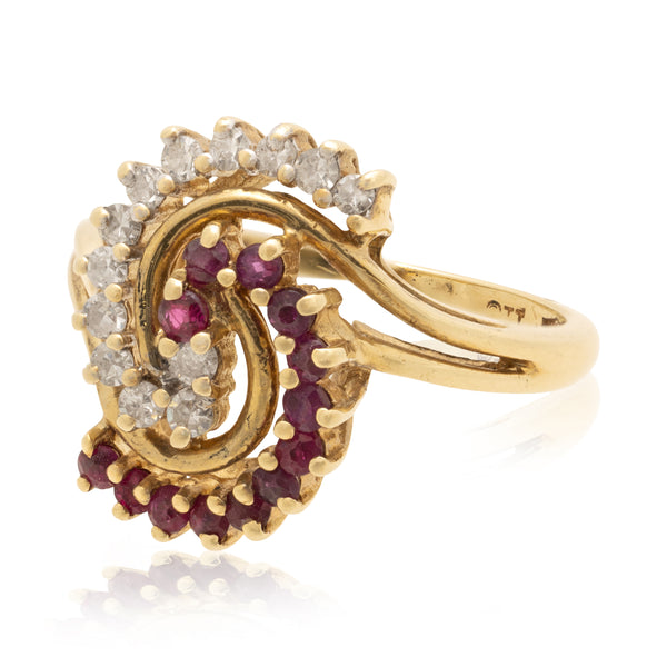 14k Gold Diamond and Ruby Ring, Jewelry, Ring, Estate