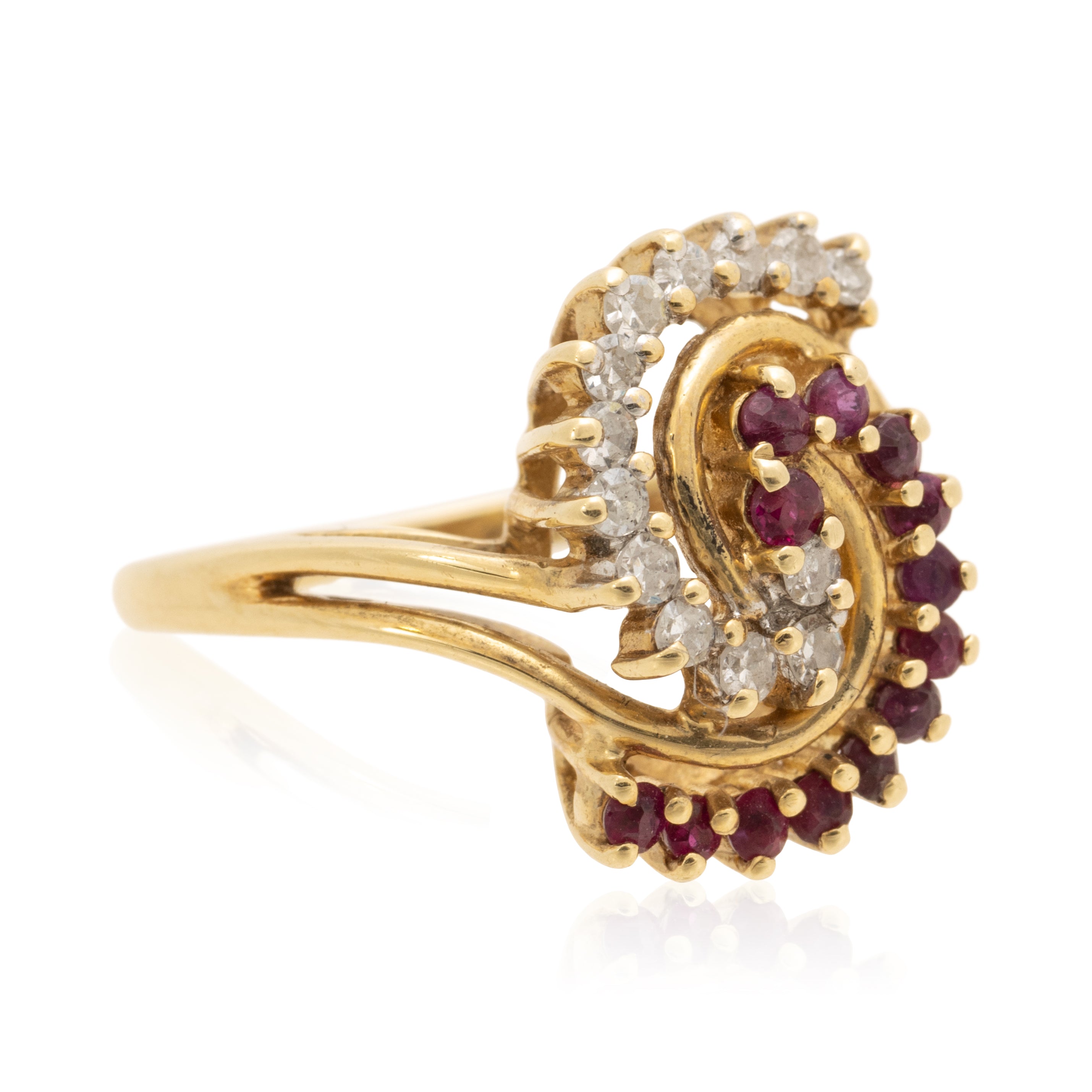 14k Gold Diamond and Ruby Ring
