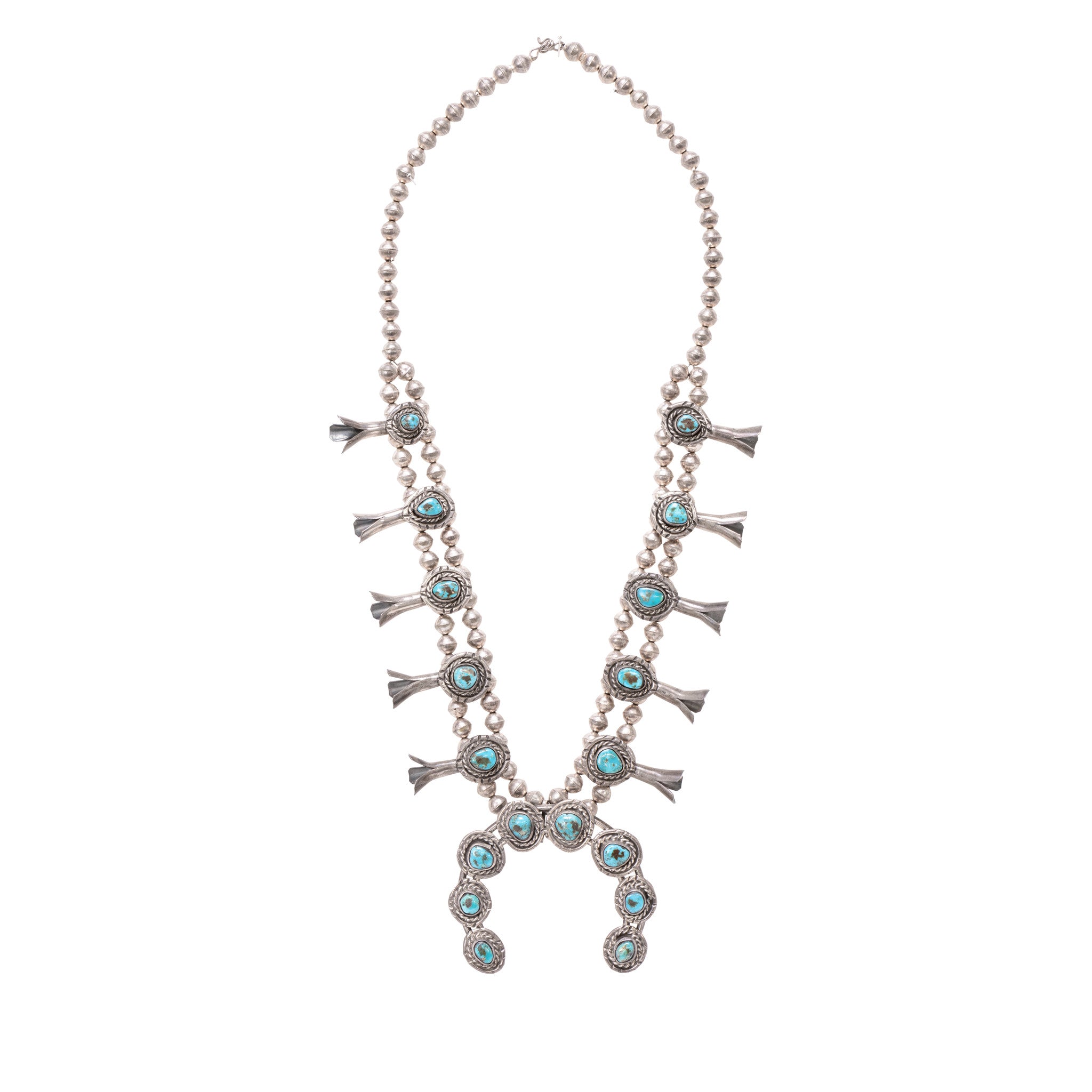 Navajo Kingman Squash Blossom Necklace, Jewelry, Squash Blossom, 