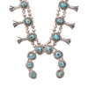Navajo Kingman Squash Blossom Necklace