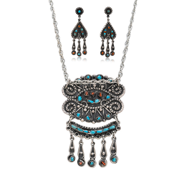 Mexican Turquoise and Coral Set, Jewelry, Set, Southwest