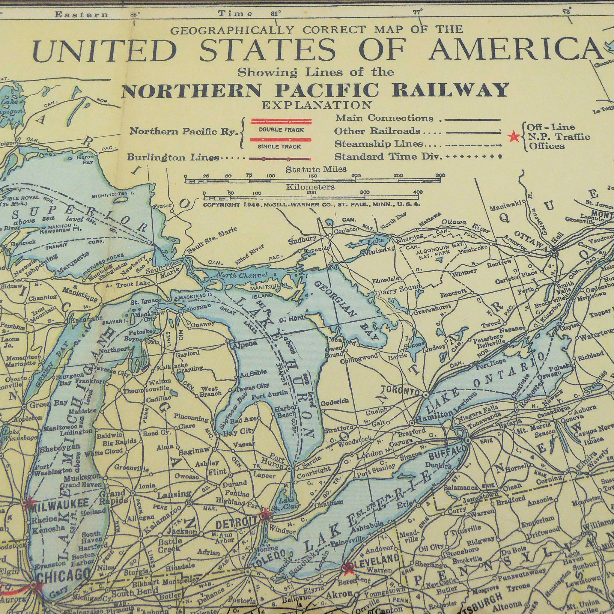 Map of Northern Pacific Railway 1946