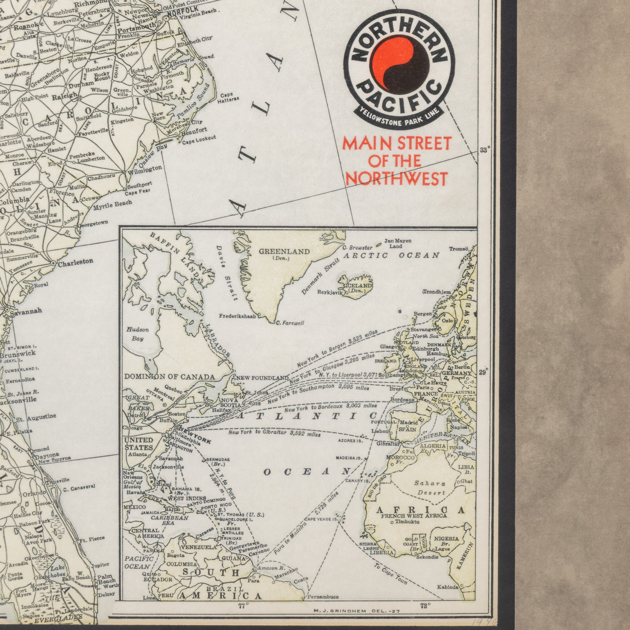 Map of Northern Pacific Railway 1946