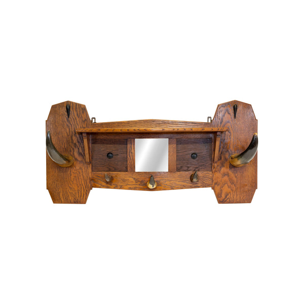 Longhorn Hat Rack with Mirror, Furnishings, Furniture, Hat Rack