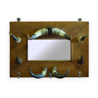 Steer Horn Mirror/Hat Rack, Furnishings, Furniture, Coat Rack