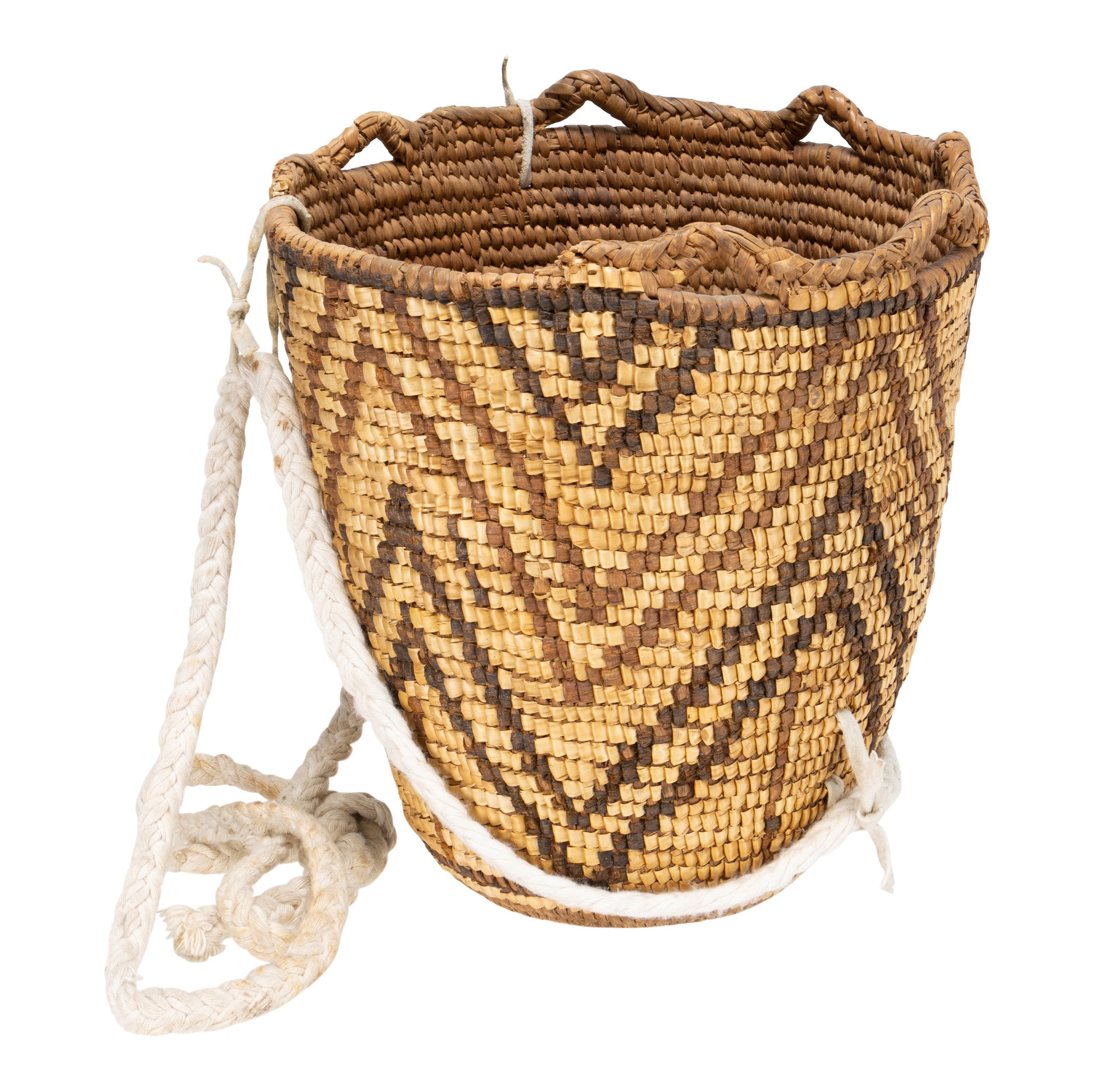 Highly Decorated Klickitat Basket, Native, Basketry, Vertical