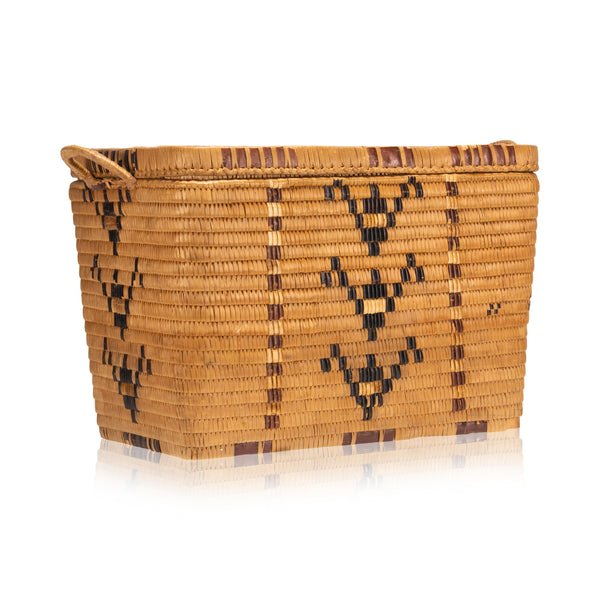 Salish Lidded Trunk, Native, Basketry, Vertical