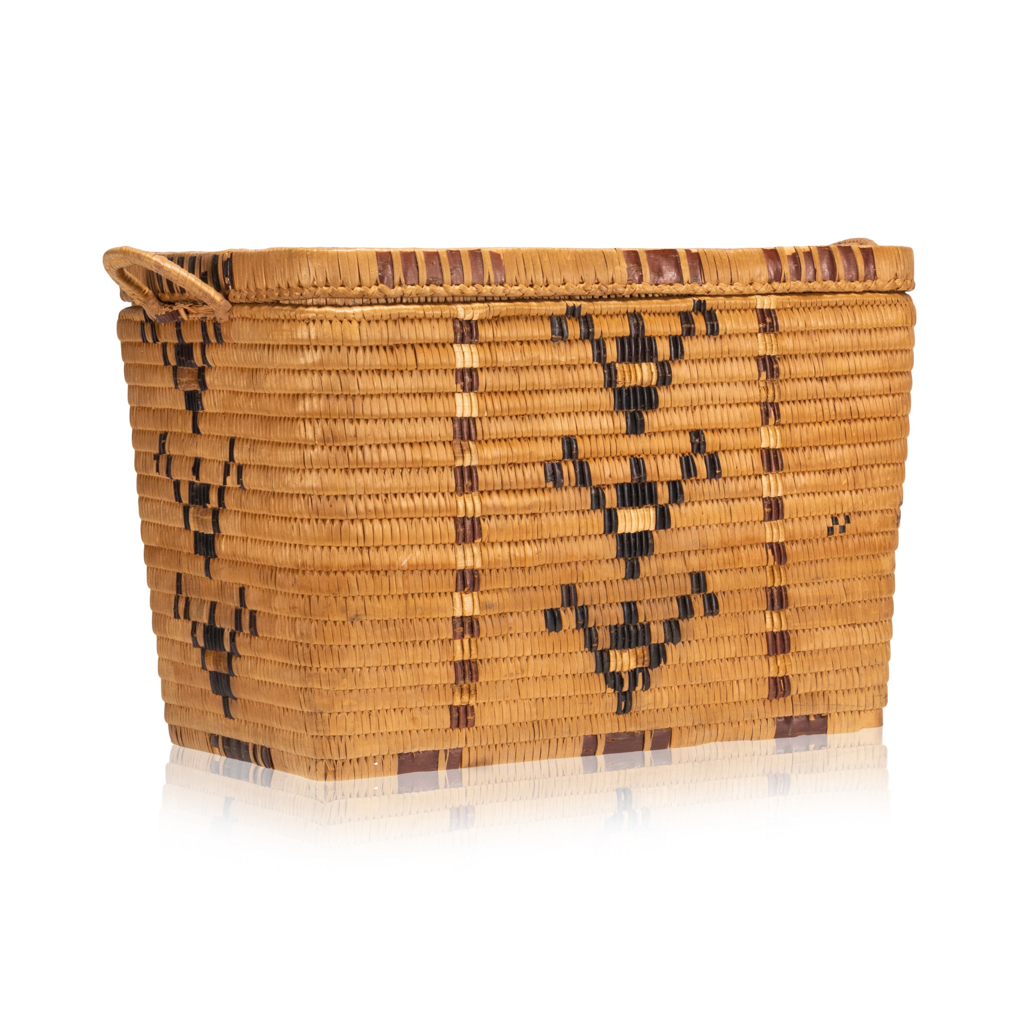 Salish Lidded Trunk, Native, Basketry, Vertical