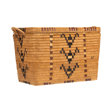 Salish Lidded Trunk, Native, Basketry, Vertical