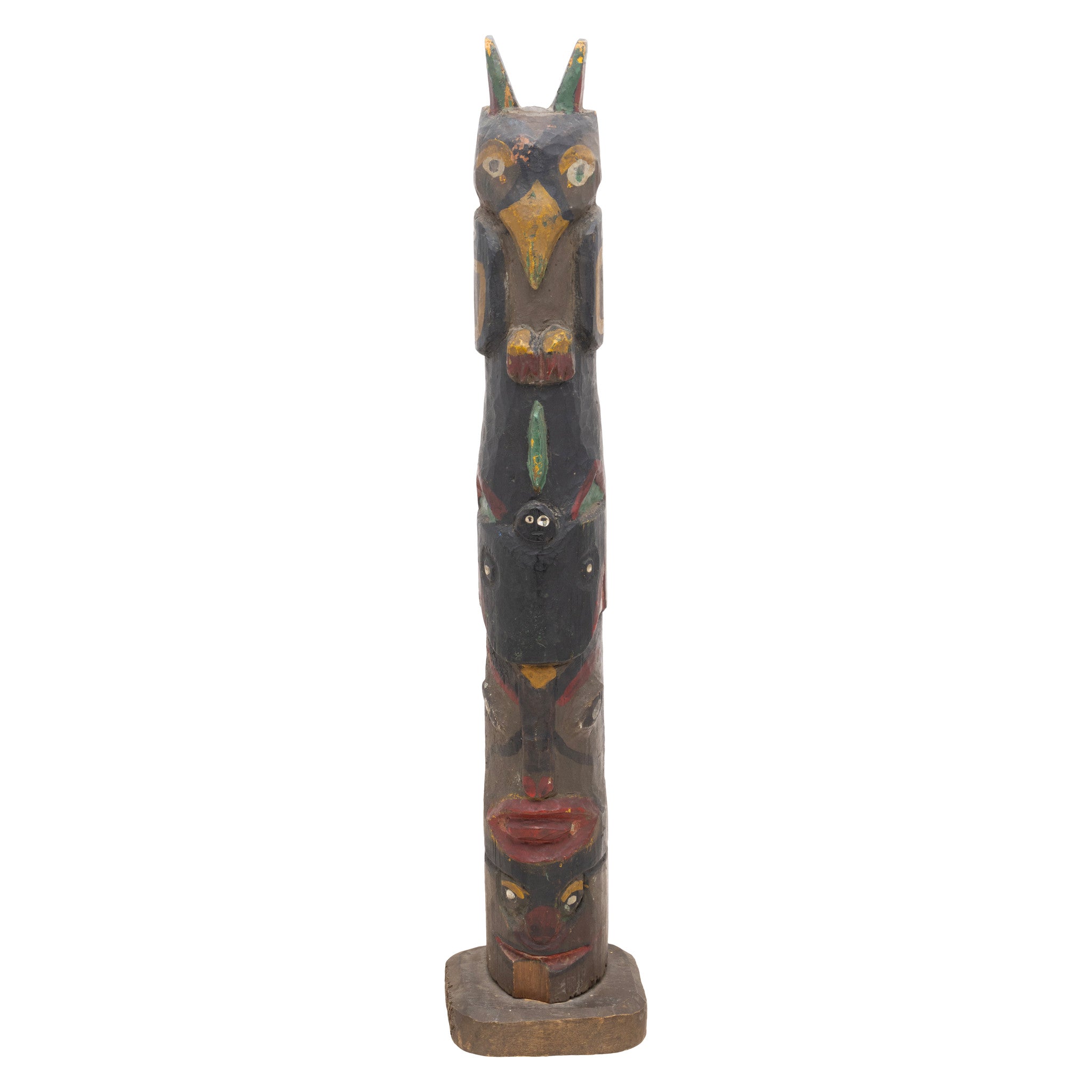 Coast Salish Model Totem, Native, Carving, Totem Pole