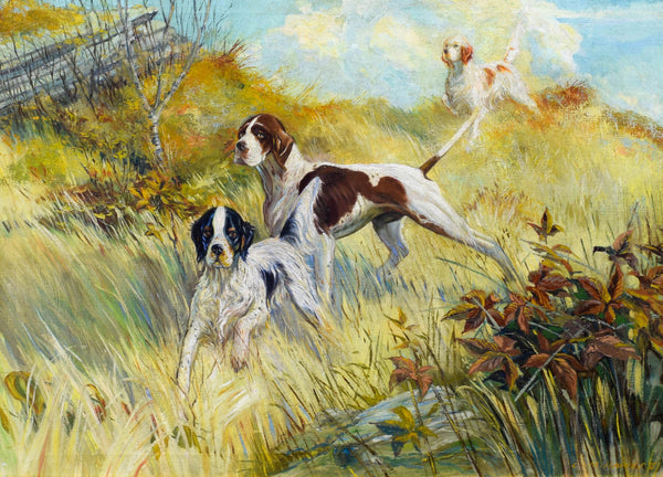 Pointers In A Field, Fine Art, Painting, Sporting