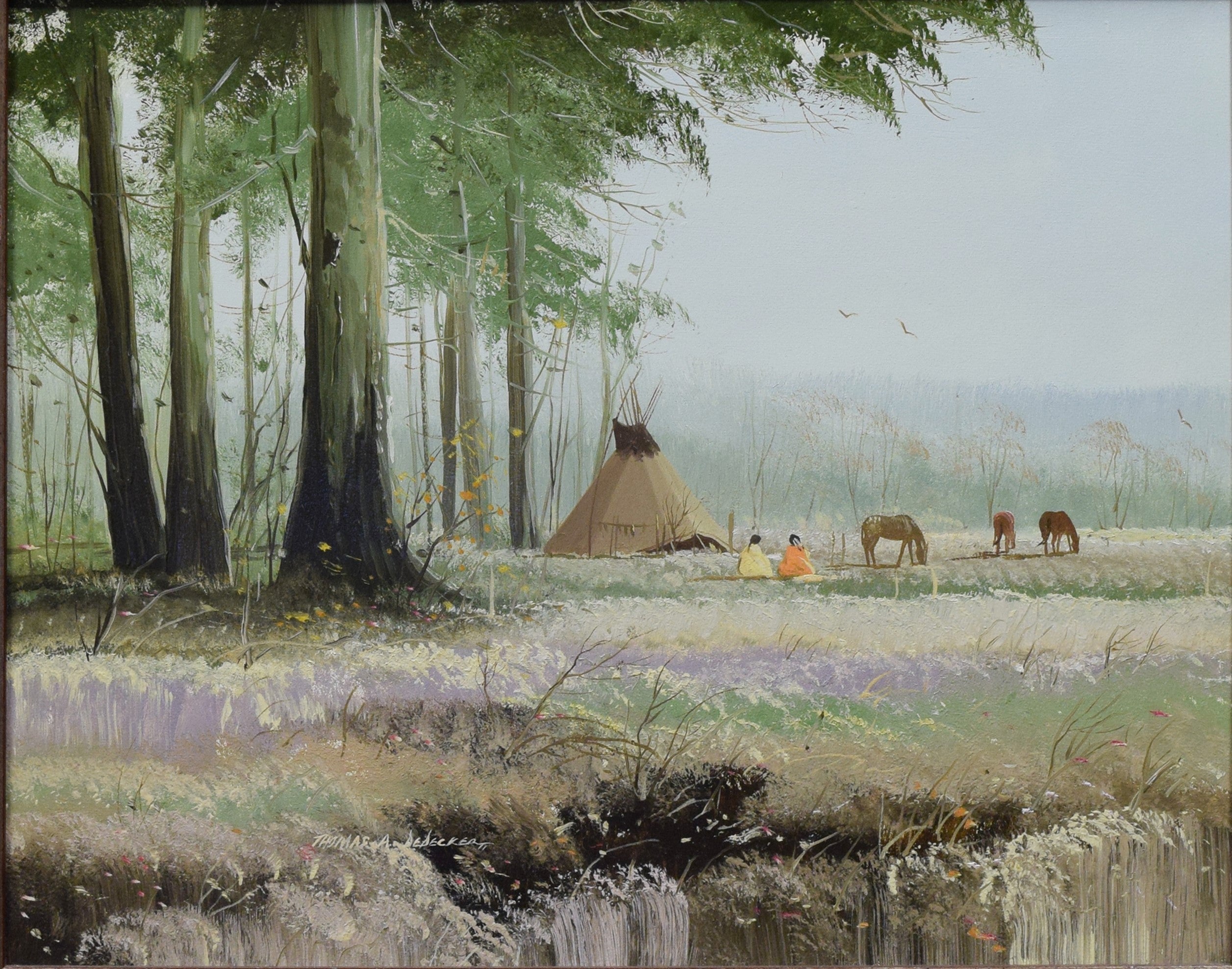 Spring Camp by Tomas deDecker, Fine Art, Painting, Native American