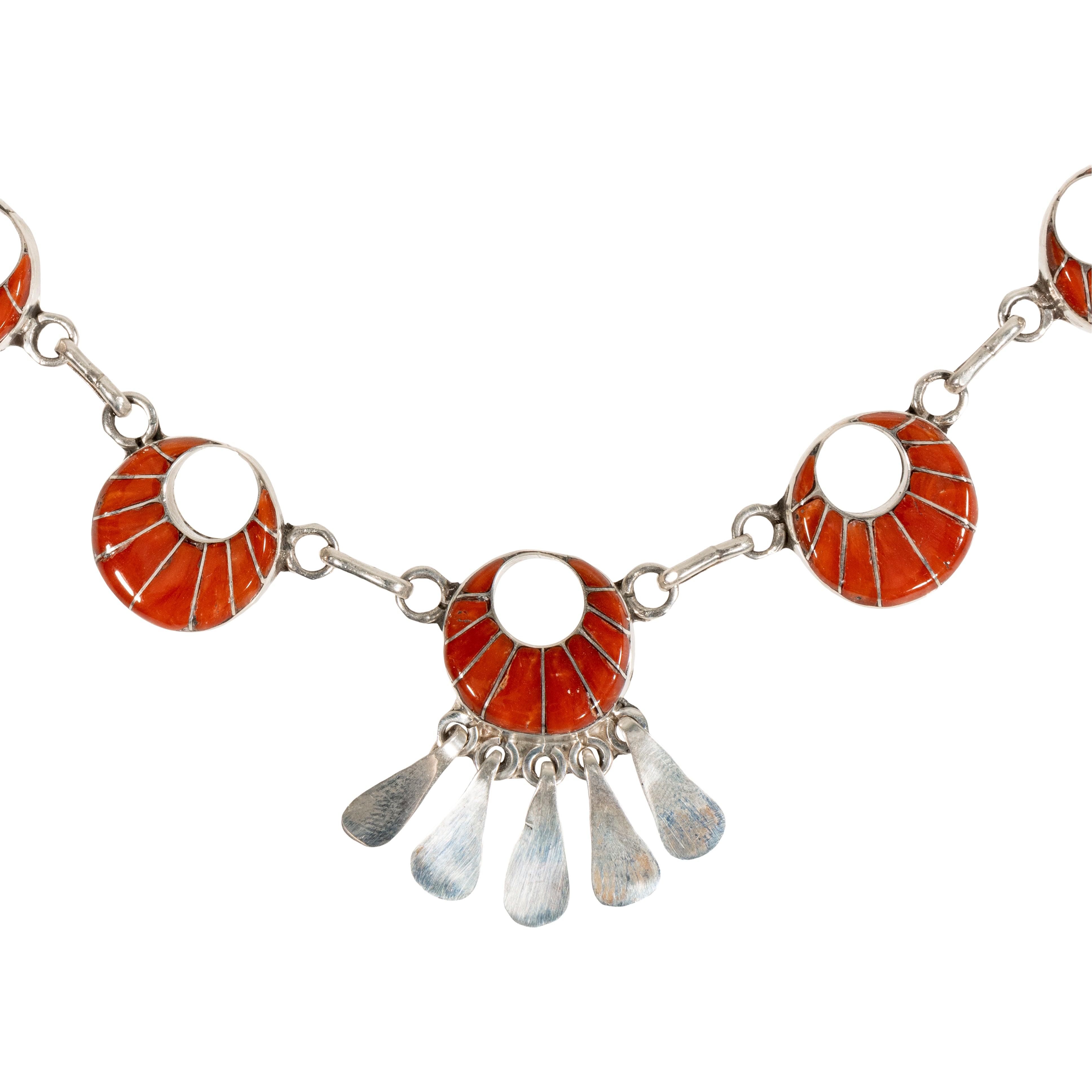 Zuni Coral Necklace and Earrings
