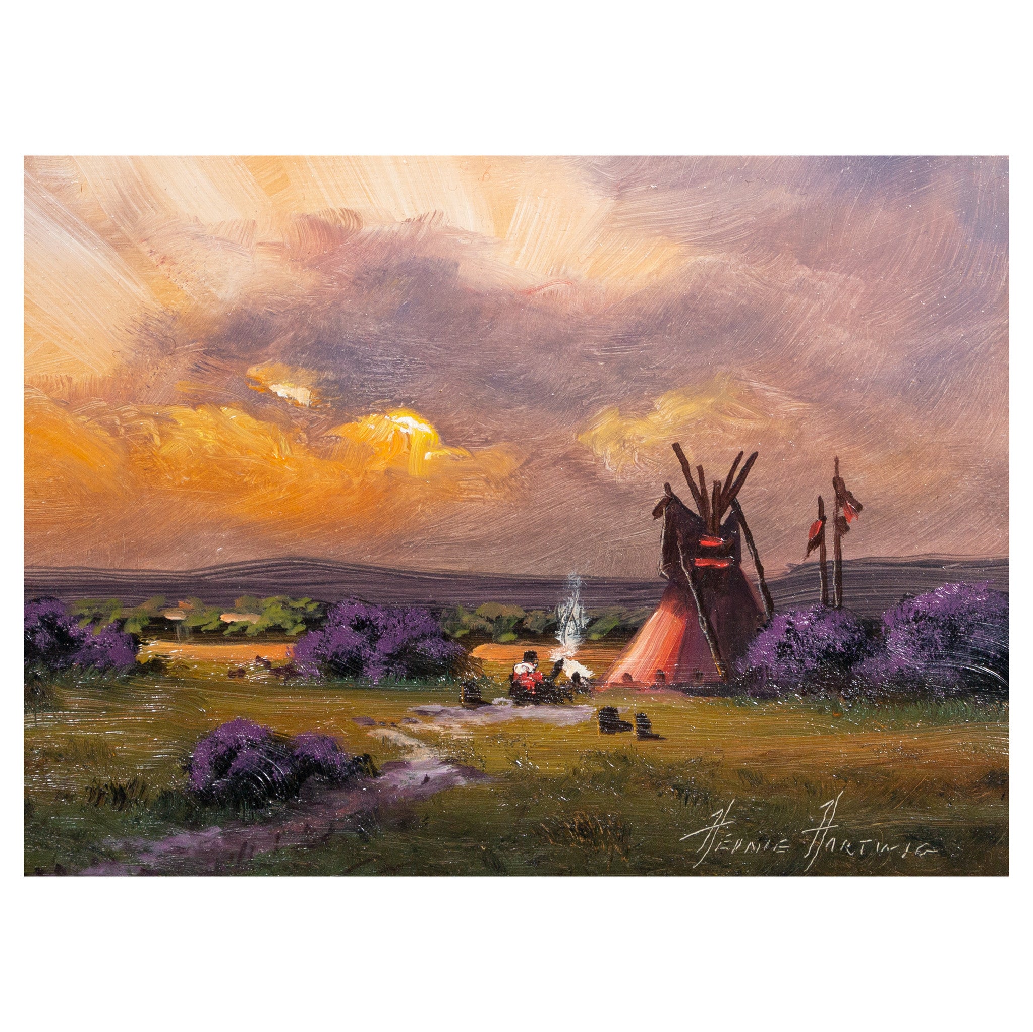 Comanche Camp by Heinie Hartwig, Fine Art, Painting, Native American