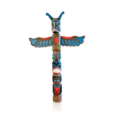 Large Tsimshian Thunderbird Totem Pole by George Mather Sr., Native, Carving, Totem Pole