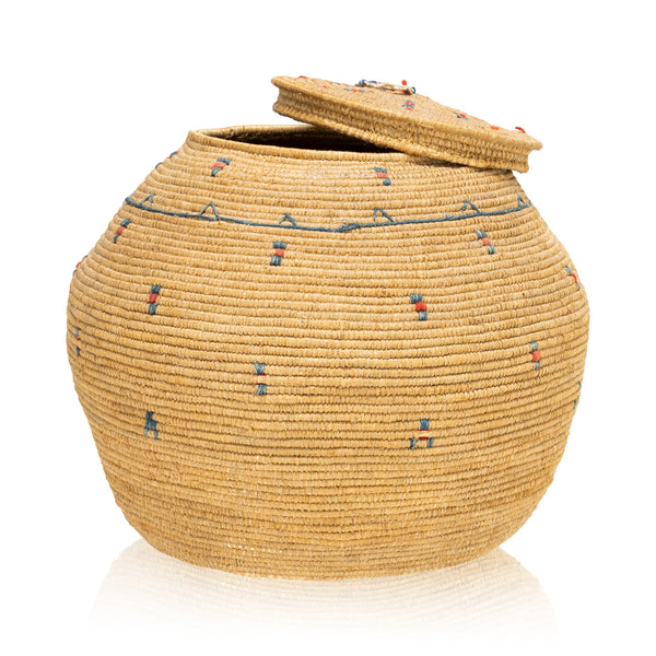 Inupiaq Lidded Basket, Native, Basketry, Vertical