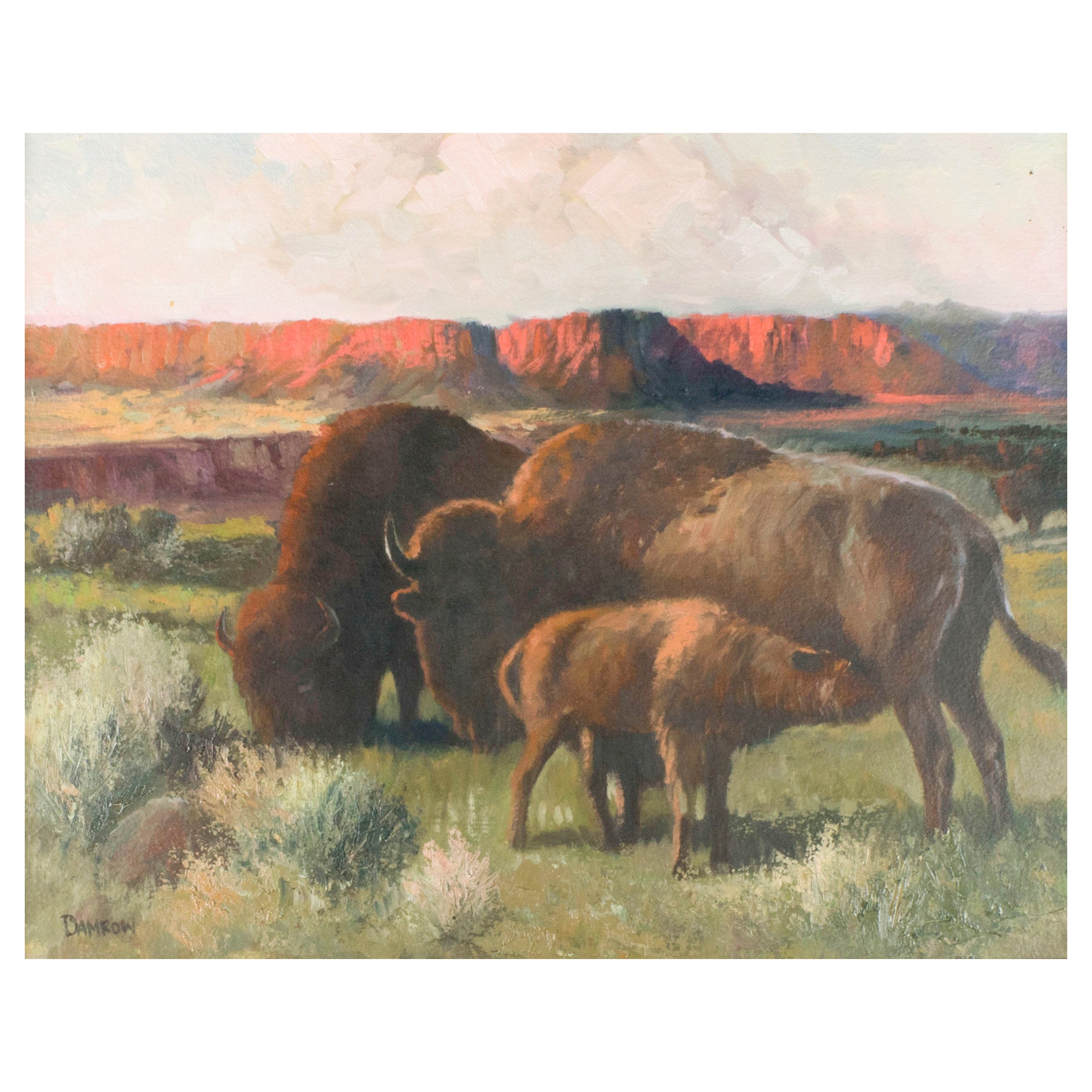 "Buffalo Family" by Charles Damrow, Fine Art, Painting, Wildlife