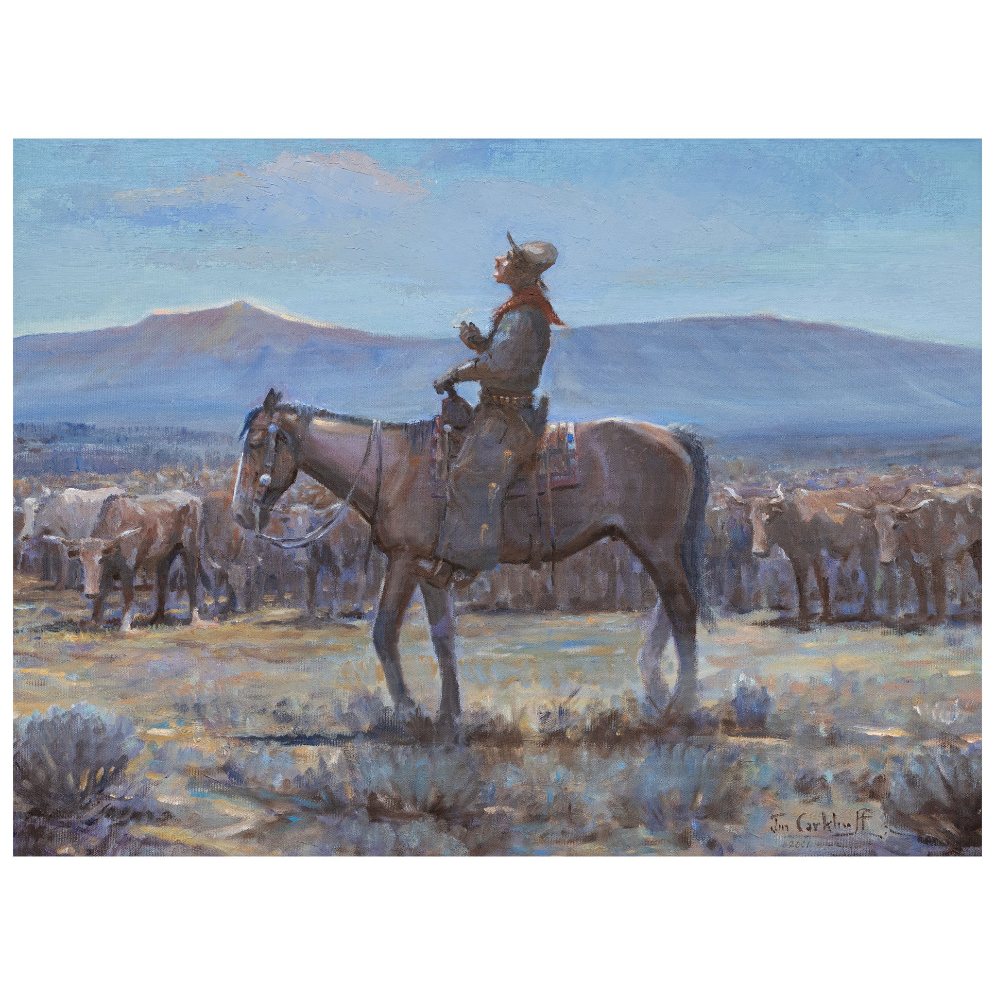 Night Herder by Jim Carkhuff, Fine Art, Painting, Western